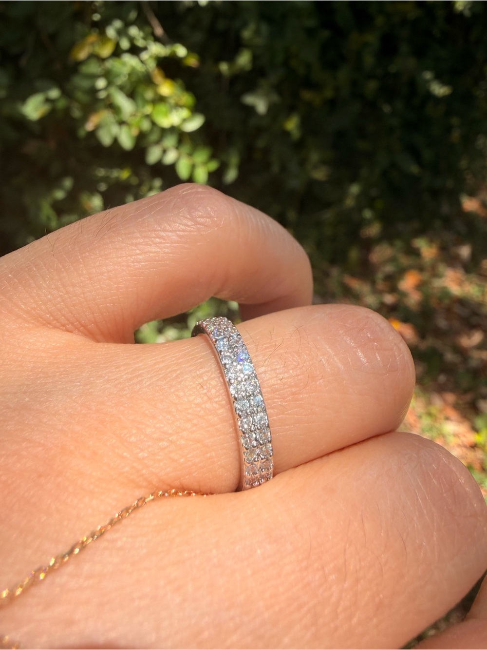 Silver Ring Triple-Row Pavé Band Ring in Silver with Clear Stones  High Quality - Picture 4 of 10